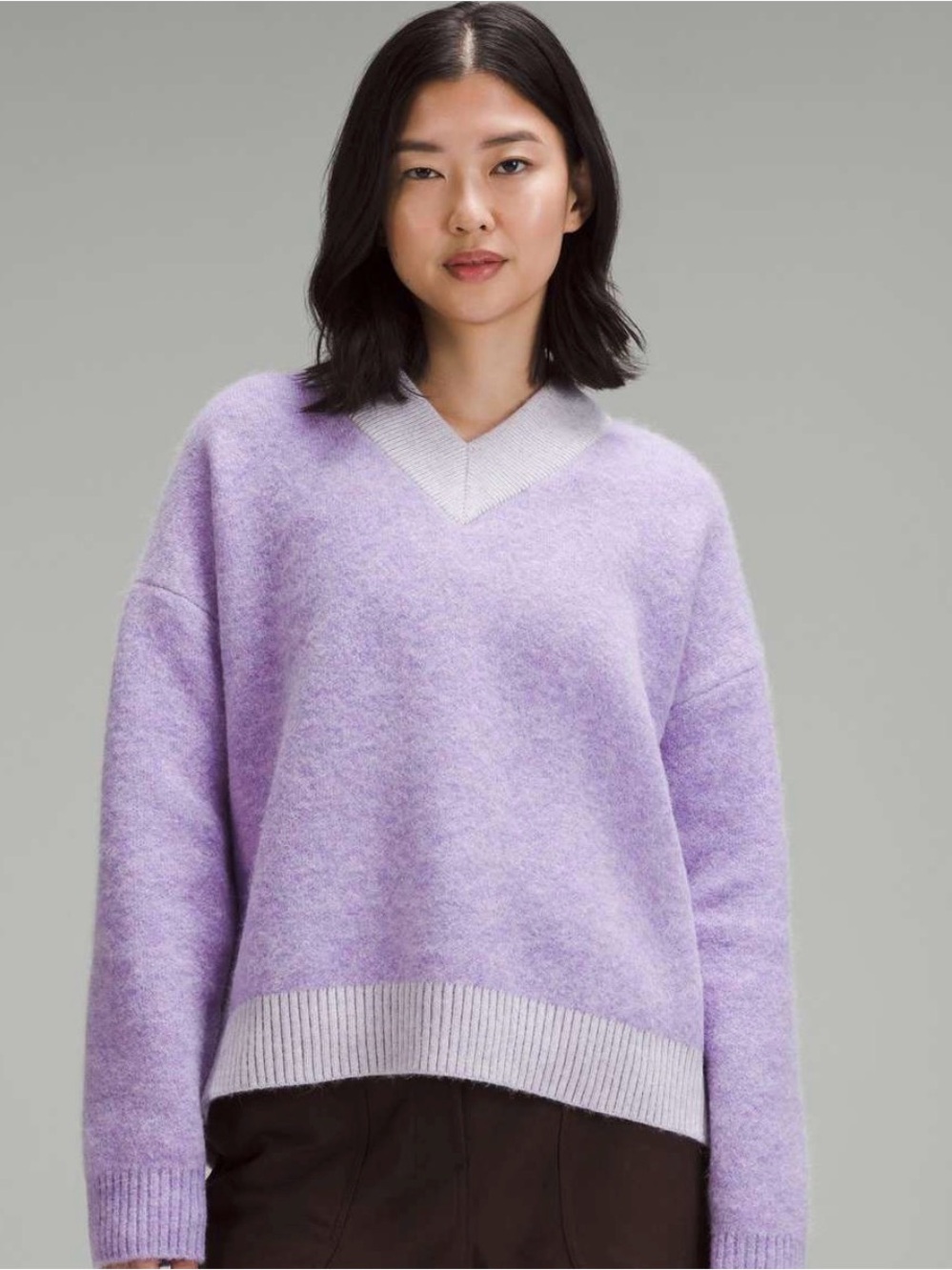 lululemon athletica Lilac V-Neck Fuzzy Sweater